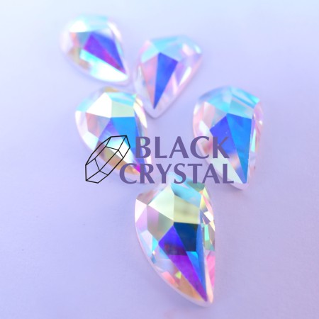 DO PRZYKLEJANIA ŁZA / 2 LEWA - 9x16mm - 1szt. Szklane CRYSTAL AB/nr. 318b