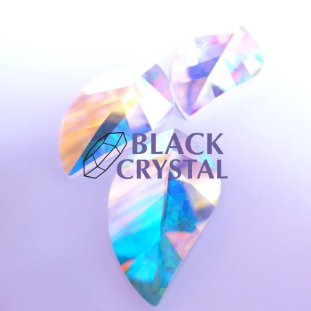 DO PRZYKLEJANIA ŁZA / LISTEK - 20X34mm - 1szt. Szklany CRYSTAL AB/nr. 310b