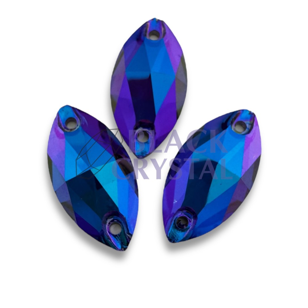 OCZKO - 9x18mm - 1szt. Szklane SAPPHIRE SHIMMER / nr. 1632b