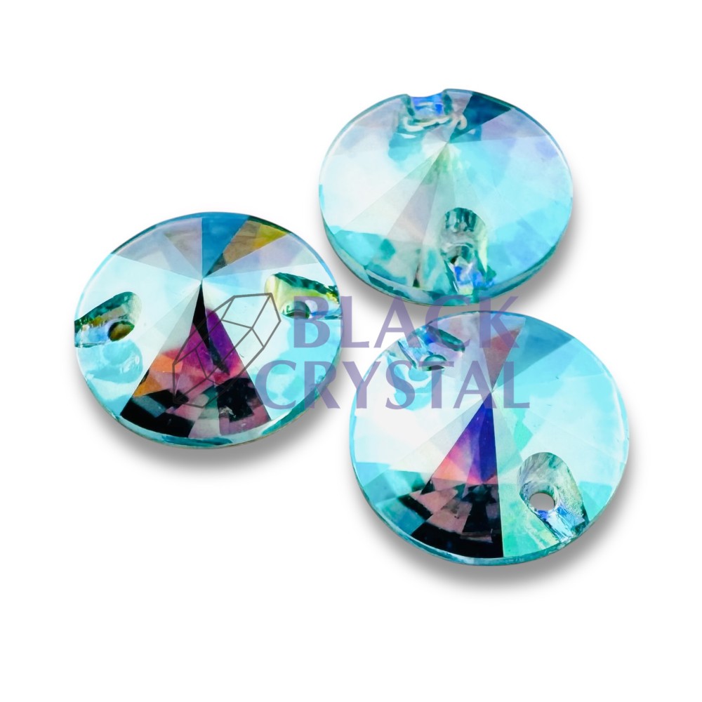 OKRĄGŁY 12mm - 1szt. Szklane AQUAMARINE AB / (Catalog)  /nr. 2028b