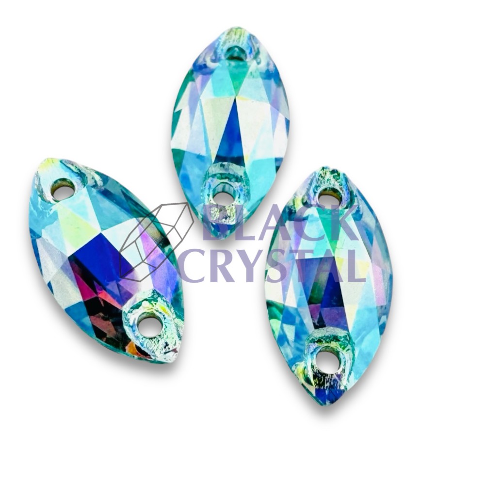 OCZKO - 9x18mm - 1szt. Szklane AQUAMARINE AB (Catalog) /nr. 1911b