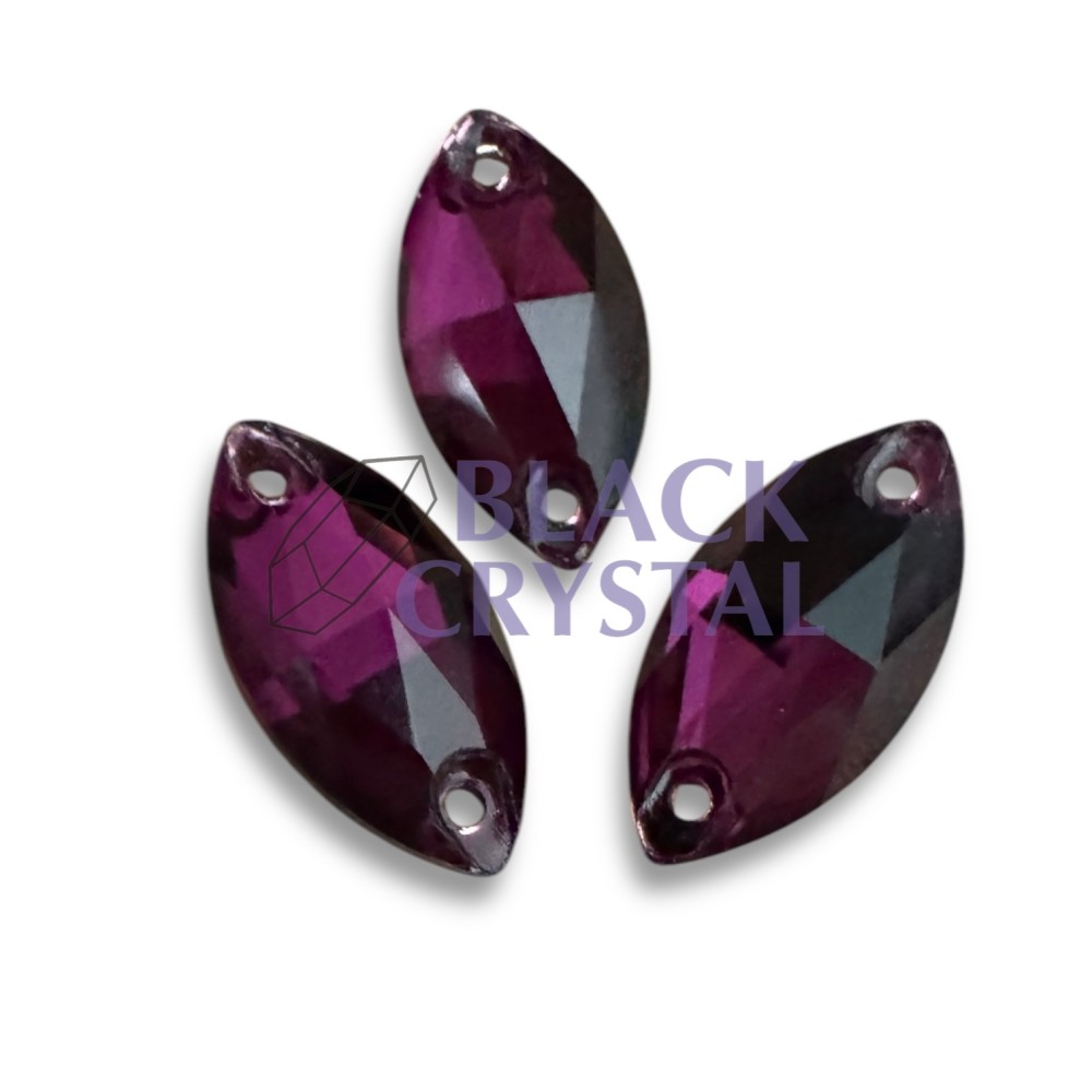 OCZKO - 7x15mm - 1szt. Szklane DARK AMETHYST / nr. 1562b