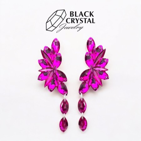 KOLCZYKI BLACK CRYSTAL