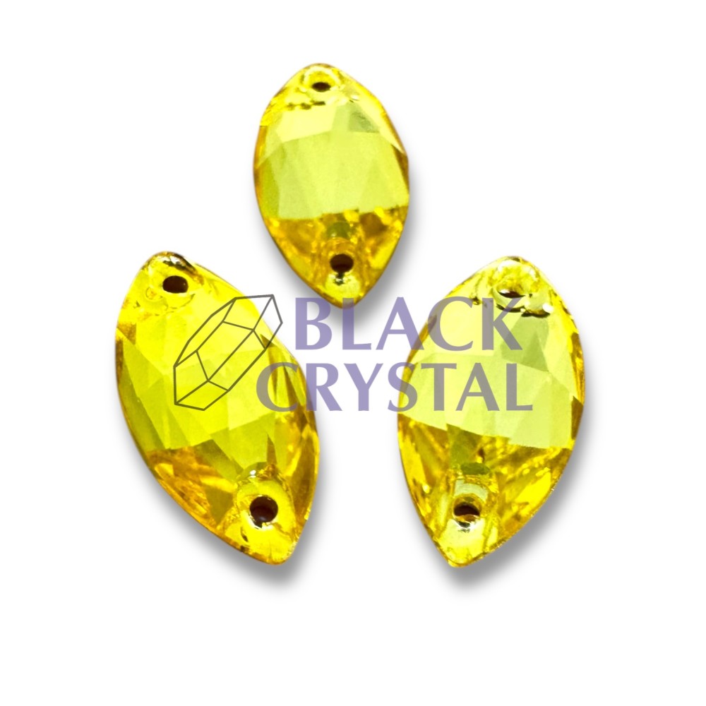 OCZKO - 7x15mm - 1szt. Szklane YELLOW CITRINE / nr. 2071b