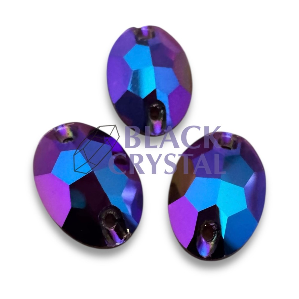 OVAL - 11x16mm - 1szt. Szklane DARK PURPLE SHIMMER / nr.2109b