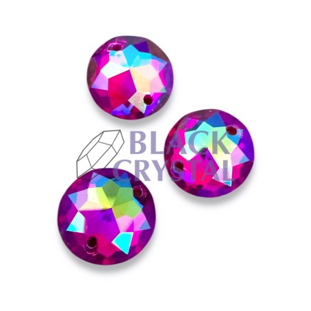 Różowe kryształki do przyszywania o płaskiej podstawie.