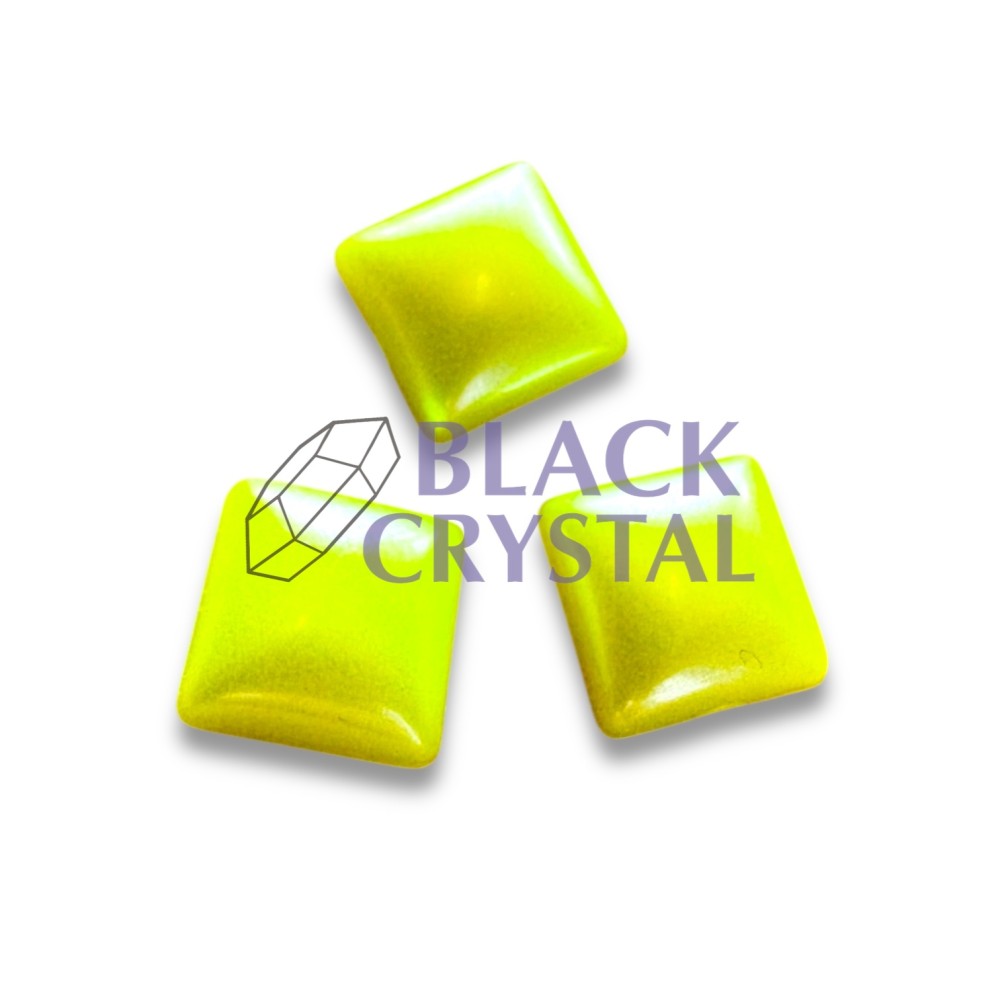 KWADRAT - 10mm - 20szt. CITRINE NEON SATYNOWE/DO PRZYKLEJANIA - OPAL  / nr. 1940