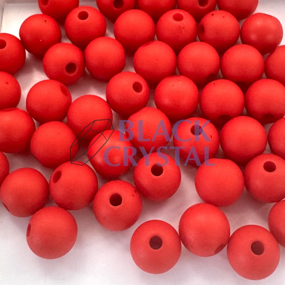 MATOWE PERŁY / MATOWE KORALE - RED 8mm / 2137