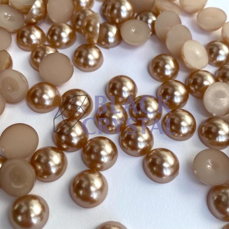 PÓŁPERŁY MOCCA SATYNOWE, HALF ROUND PEARLS