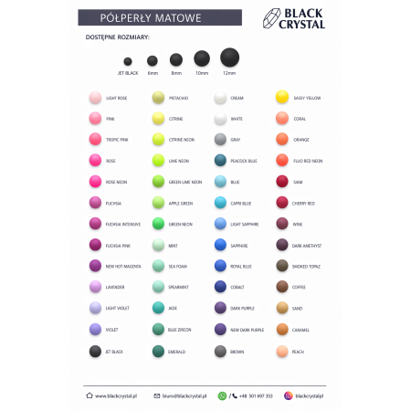 KARTA KOLORÓW PÓŁPEREŁ MATOWYCH - MATTE PEARLS