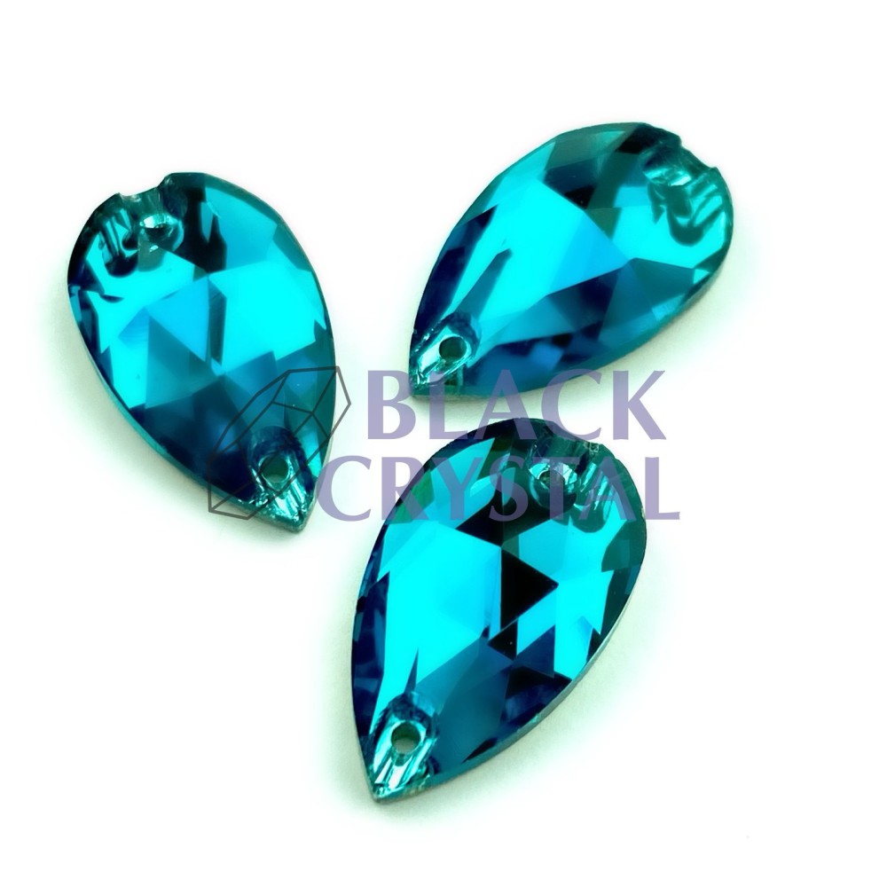 KAMIENIE SZKLANE ŁEZKA BLUE ZIRCON, SEW ON STONES