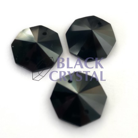 OŚMIOKĄT - 14mm - 1szt. Szklane JET BLACK / nr. 147b
