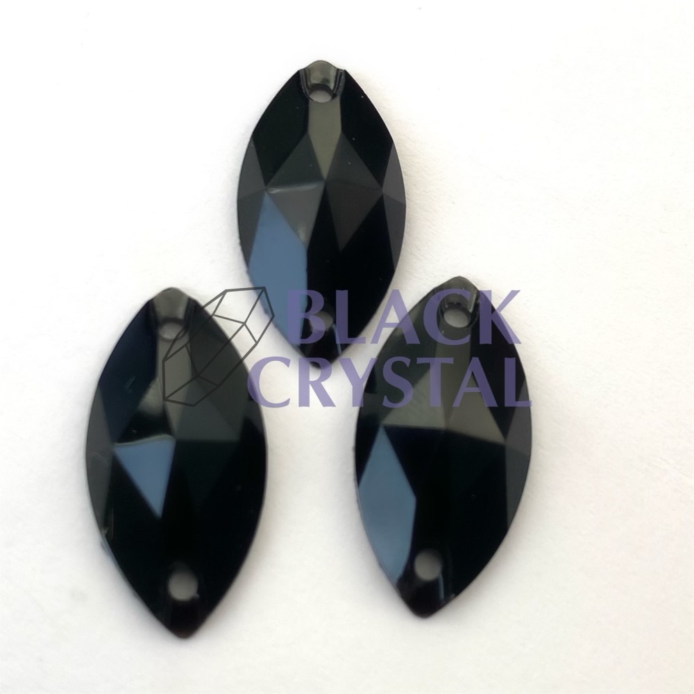 OCZKO MAŁE  - 6x12mm - 30szt. Żywiczne  JET BLACK / nr. 319