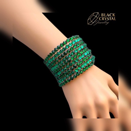 Bransoletka - WZÓR 16 / EMERALD, BLUE ZIRCON / PREMIUM / 1 szt. / nr. 52c