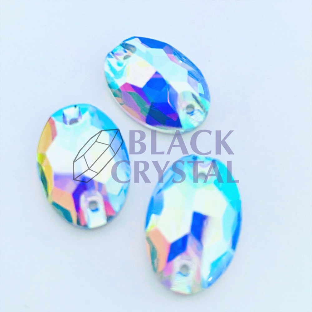KAMIENIE SZKLANE OVAL - AQUAMARINE AB, SEW ON CRYSTAL