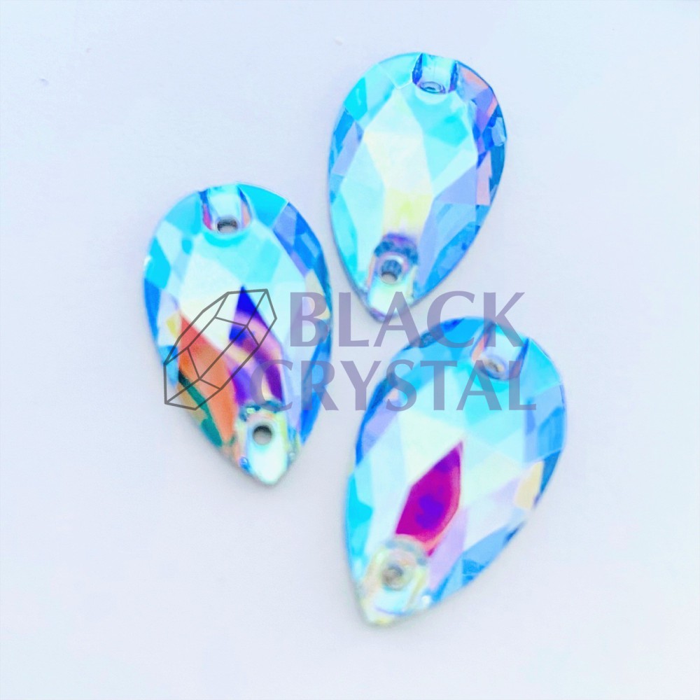 KAMIENIE SZKLANE ŁEZKA AQUAMARINE AB, SEW ON STONES