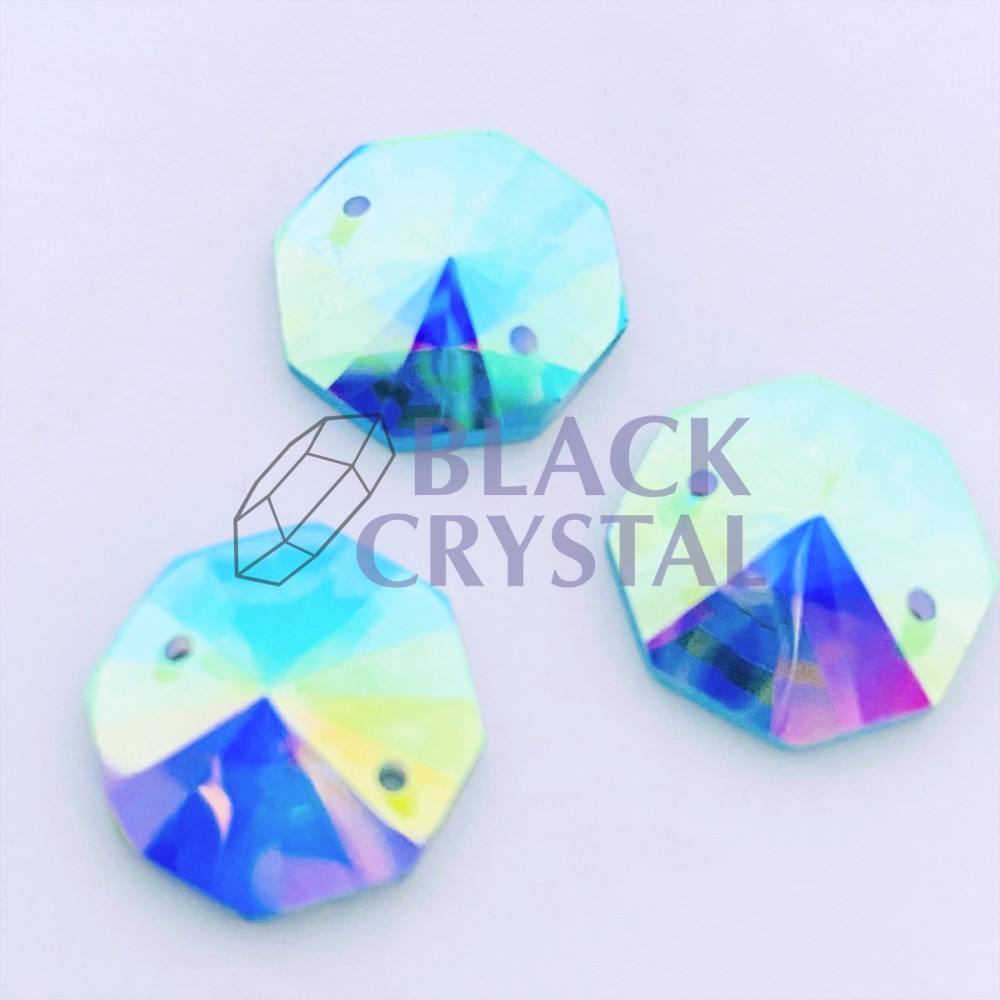 KAMIENIE SZKLANE OŚMIOKĄT AQUAMARINE AB, SEW ON STONES
