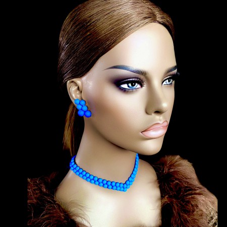 KOMPLET BIŻUTERII Z PÓŁPEREŁ MATOWYCH / SAPPHIRE