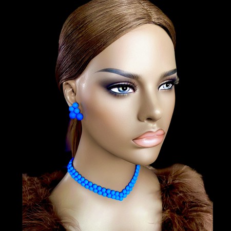 KOMPLET BIŻUTERII Z PÓŁPEREŁ MATOWYCH / SAPPHIRE