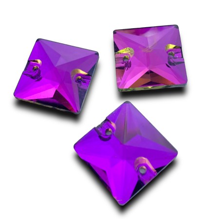 KAMIENIE SZKLANE KWADRAT AMETHYST, SEW ON STONES