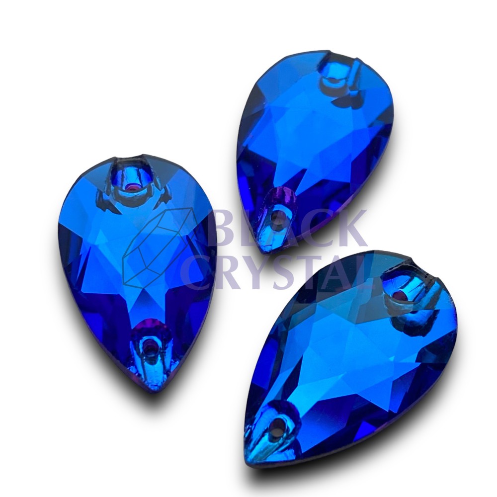 KAMIENIE SZKLANE ŁEZKA SAPPHIRE, SEW ON STONES