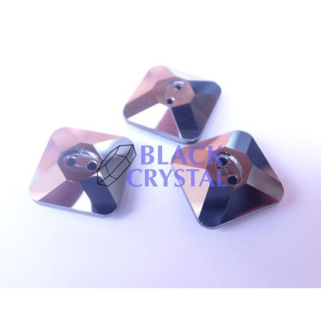 GUZIKI - 14mm - 1szt. Szklane JET HEMATITE / nr. 142b