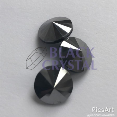 GUZIKI - 12mm - 1szt. Szklane JET HEMETITE / nr.145b