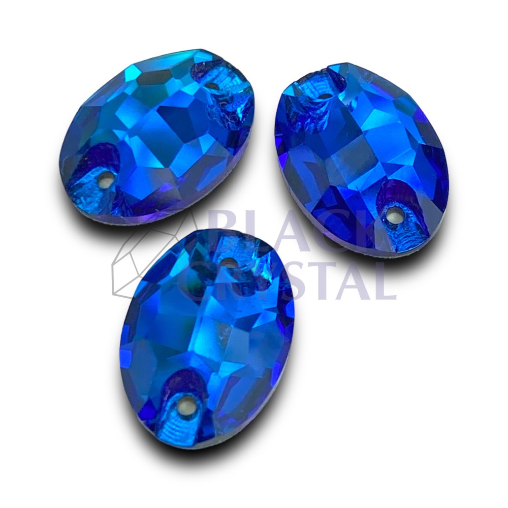 OVAL - 10x14mm - 1szt. Szklane SAPPHIRE / nr. 455b