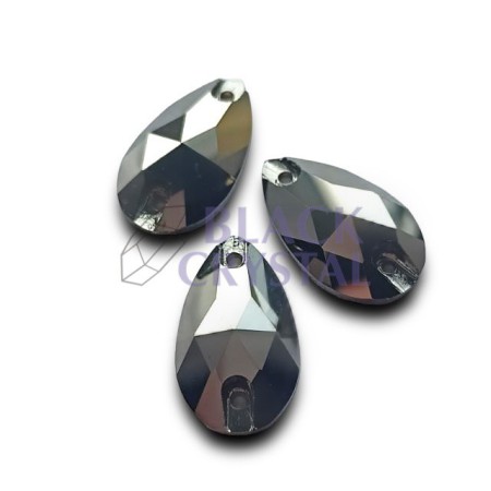 KAMIENIE SZKLANE ŁEZKA JET HEMATITE, SEW ON STONES