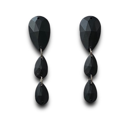 KOLCZYKI  JET BLACK BEZ POŁYSKU ŁEZKI