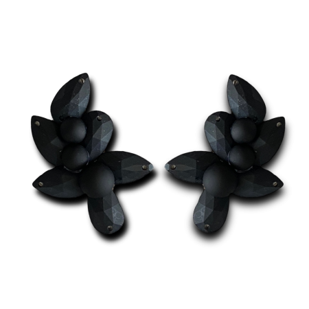 KOLCZYKI/KLIPSY JET BLACK  BEZ POŁYSKU