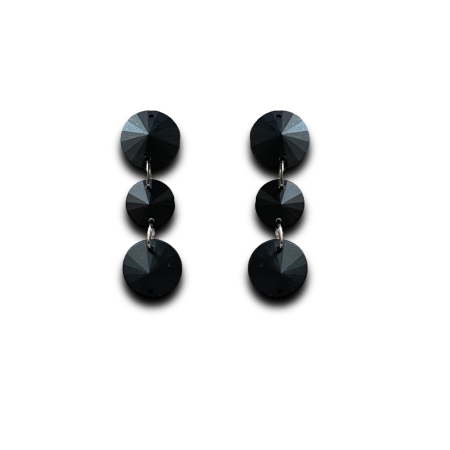 KOLCZYKI  JET BLACK BEZ POŁYSKU OKRĄGŁE