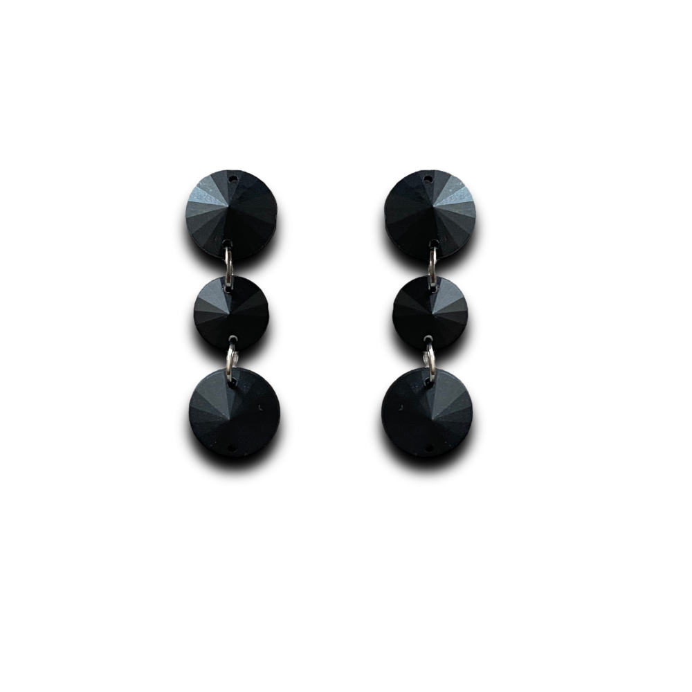 KOLCZYKI  JET BLACK BEZ POŁYSKU OKRĄGŁE