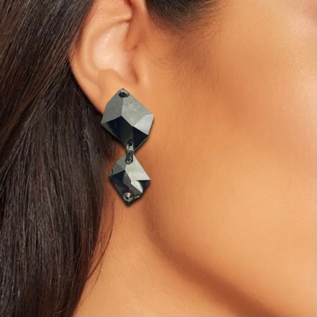 KOLCZYKI / KLIPSY - JET HEMATITE