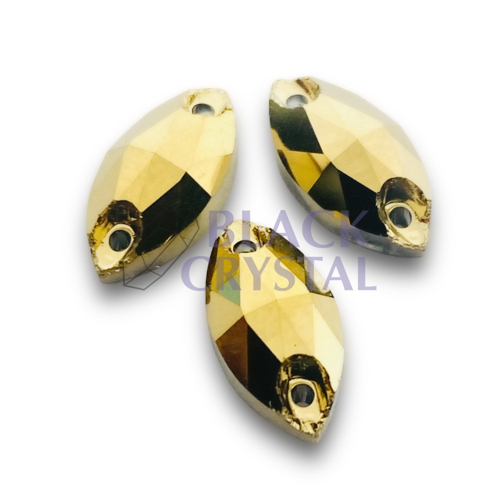 OCZKO - 5x10mm - 1szt Szklane GOLD / nr. 1234b