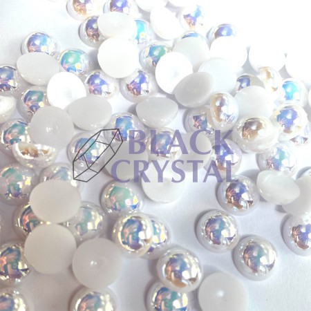 PÓŁPERŁY WHITE AB, HALF ROUND PEARLS
