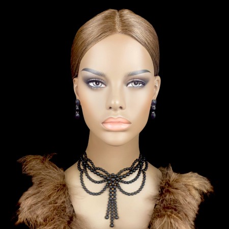 KOMPLET BIŻUTERII Z PÓŁPEREŁ MATOWYCH / BLACK