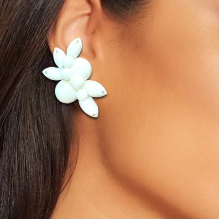 KOLCZYKI / KLIPSY WHITE BEZ POŁYSKU