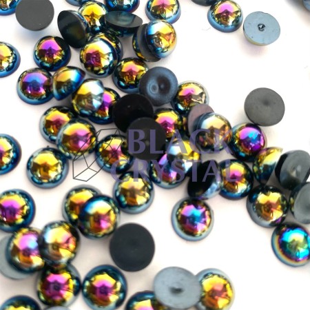 PÓŁPERŁY CZARNY AB JET, HALF ROUND PEARLS