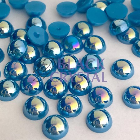 PÓŁPERŁY PEACOCK BLUE AB, HALF ROUND PEARLS