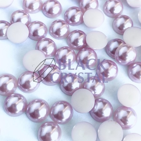 PÓŁPERŁY LIGHT AMETHYST SATYNOWE, HALF ROUND PEARLS