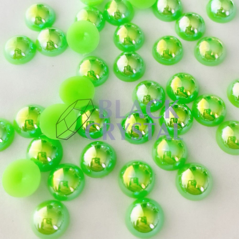 PÓŁPERŁY ELECTRIC GREEN AB, HALF ROUND PEARLS