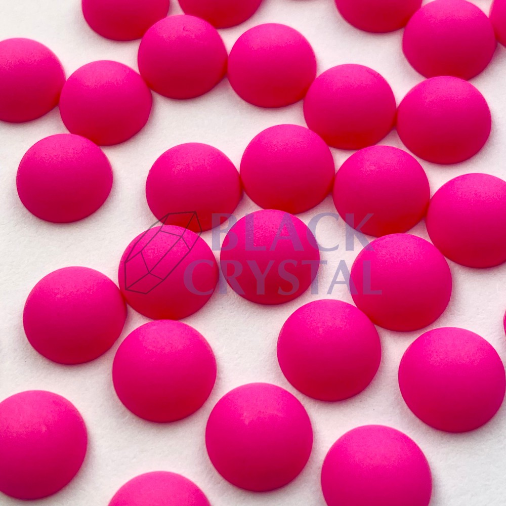 PÓŁPERŁY MATOWE ROSE NEON, MATTE HALF ROUND PEARLS