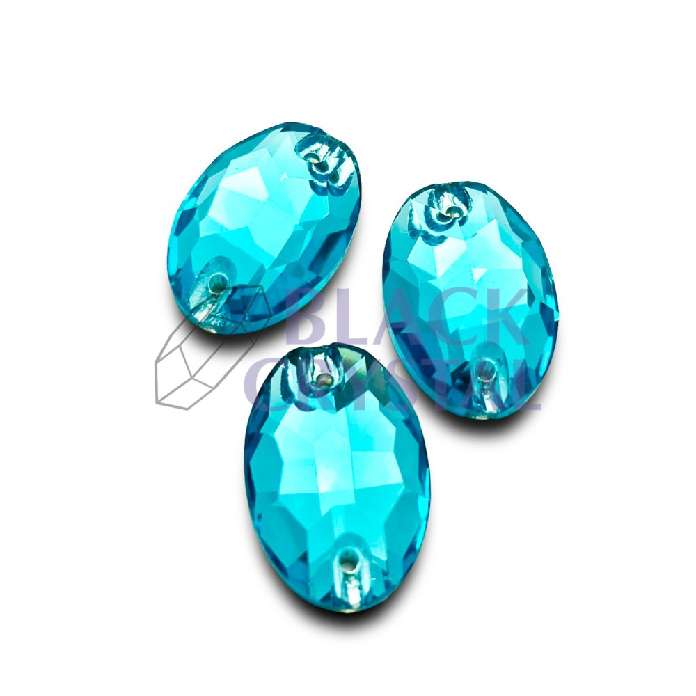 KAMIENIE SZKLANE OVAL AQUAMARINE, SEW ON STONES