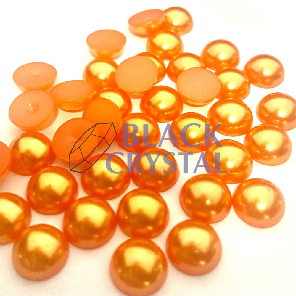 PÓŁPERŁY ORANGE, HALF ROUND PEARLS